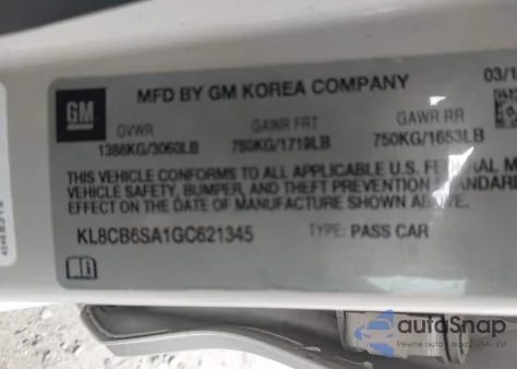 2016 Chevrolet Spark Ls Cvt from USA, damaged, VIN KL8CB6SA1GC621345